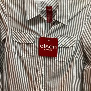 Blouse Olsen Europe Cotton Chic Women's Long sleeved Size Small 34in chest  NEW